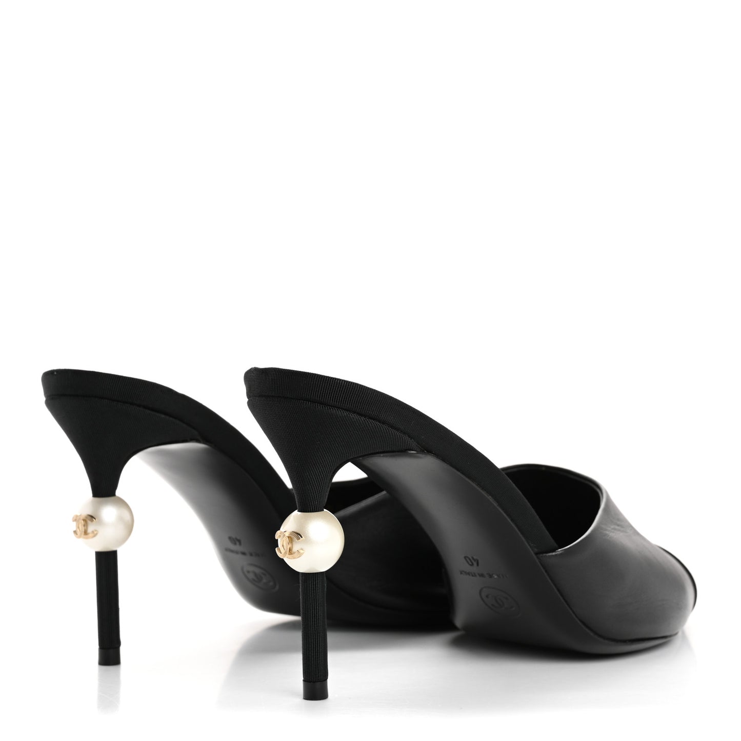 Goatskin Grosgrain Cap Toe Pearl Mule 40 Black