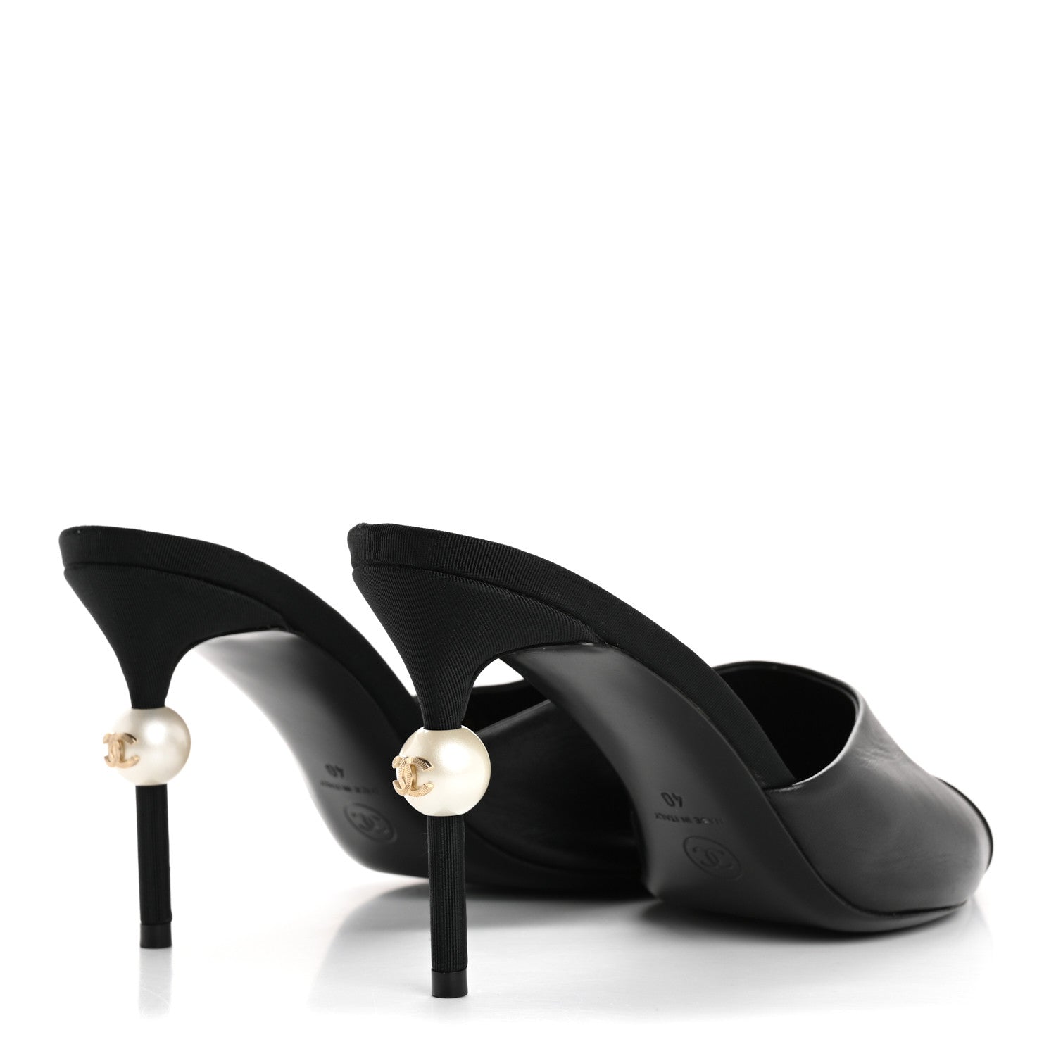 Chanel Goatskin Grosgrain Cap Toe Pearl Mule 40 Black 5 of 12