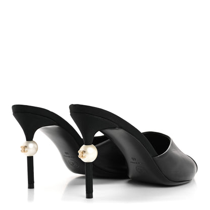 Chanel Goatskin Grosgrain Cap Toe Pearl Mule 40 Black 5 of 12