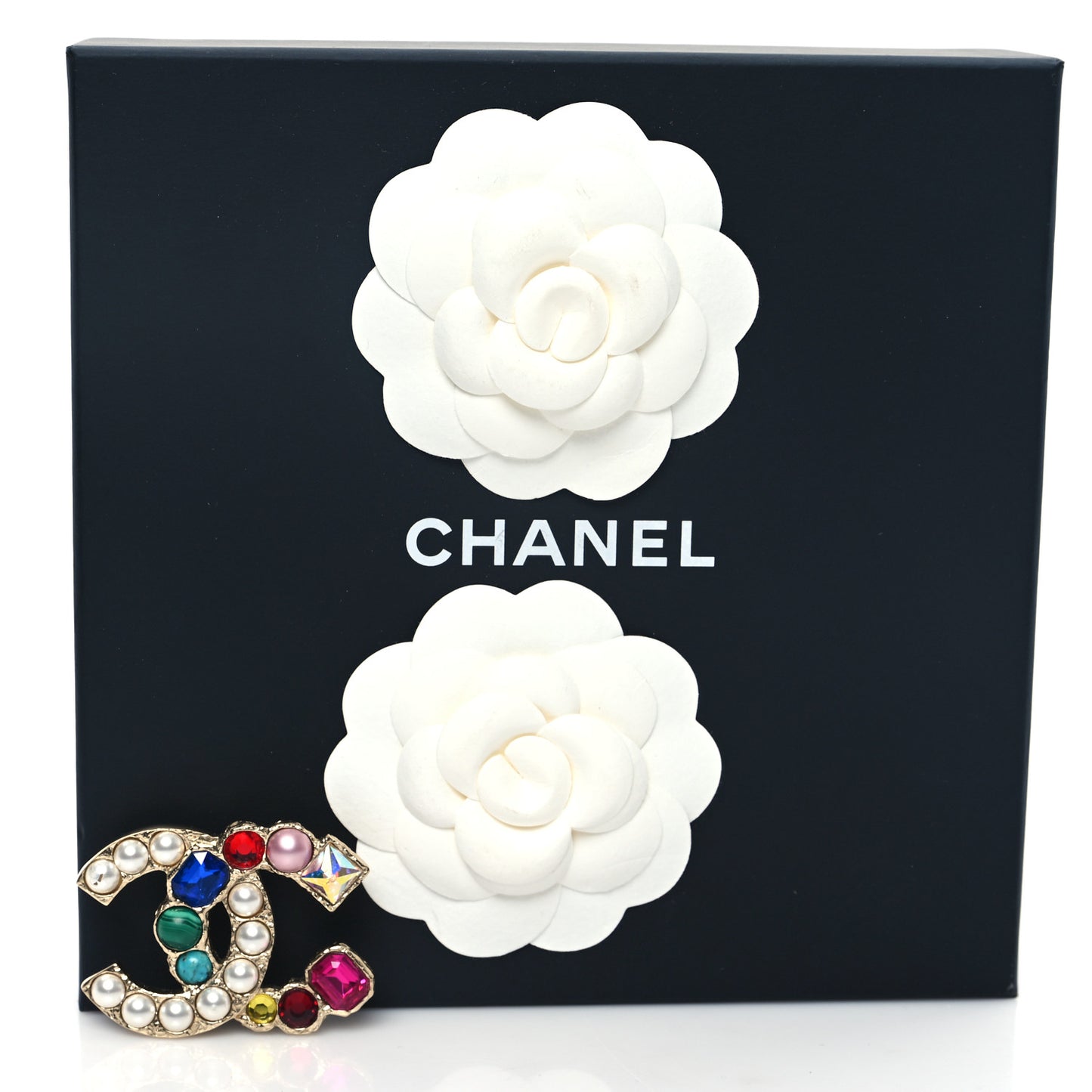 Pearl Crystal CC Brooch Gold Multicolor