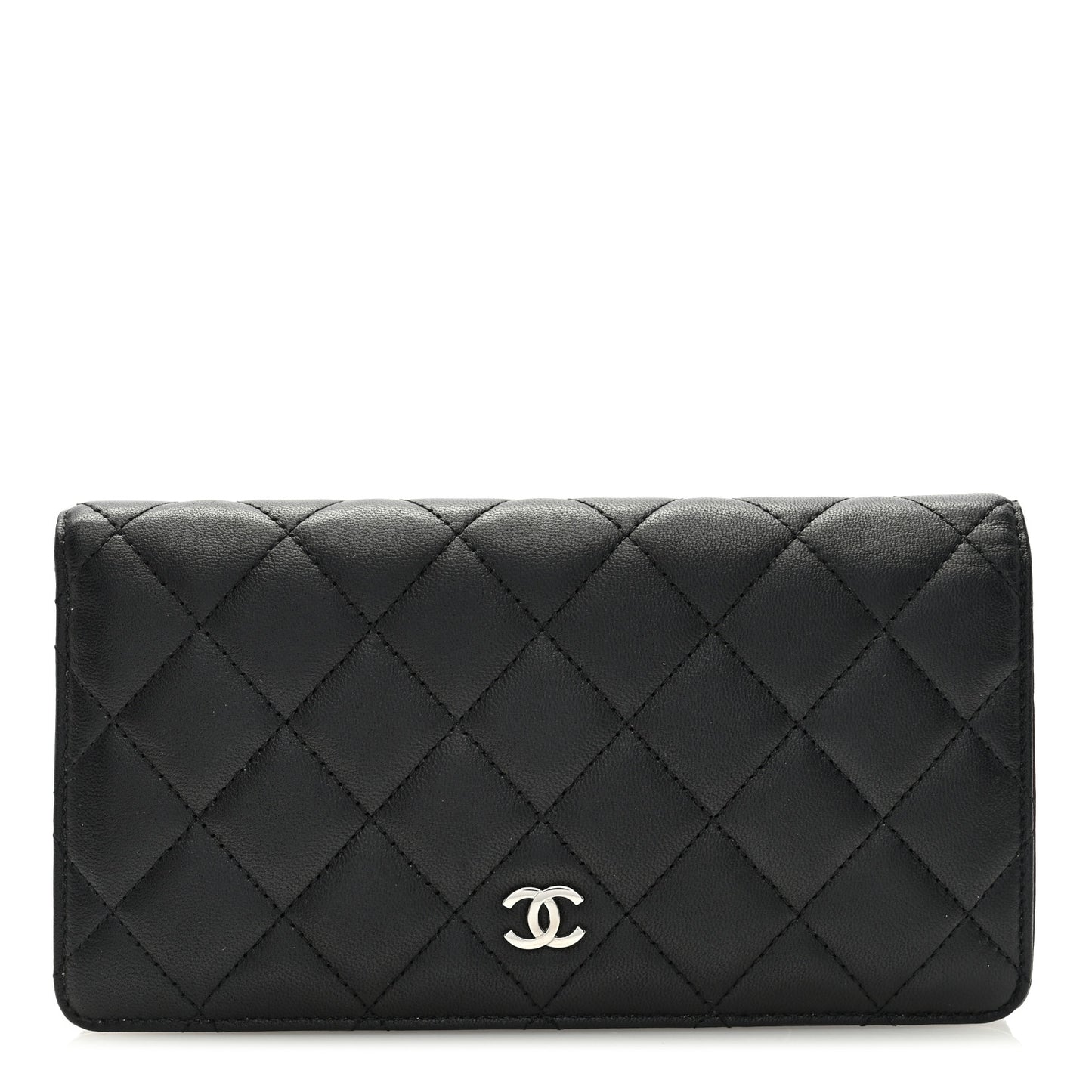Lambskin Quilted Yen Wallet Black