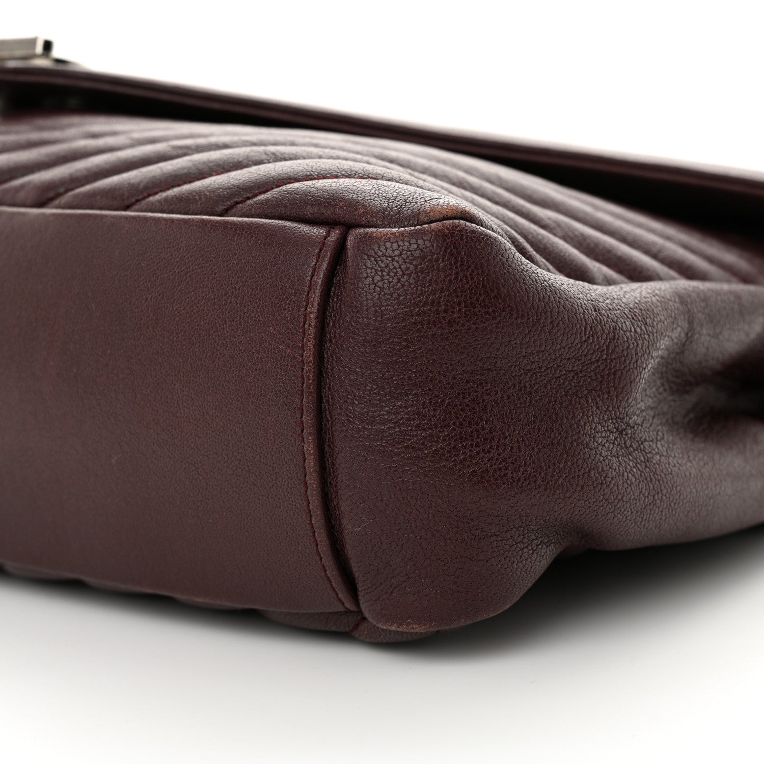 Saint Laurent Sheepskin Matelasse Chevron Large College Monogram Satchel Amaranto 10 of 14