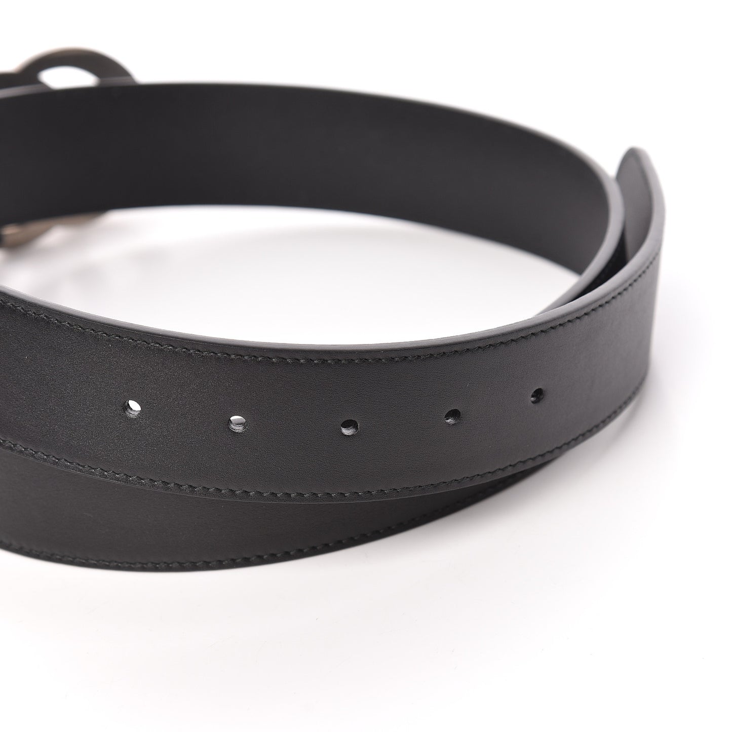 Moon Calfskin Nickel Double G 40mm Belt 95 38 Black