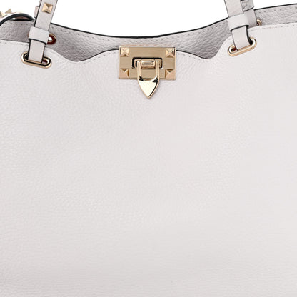 Valentino Garavani Pebbled Calfskin Medium Rockstud Tote White 7 of 10
