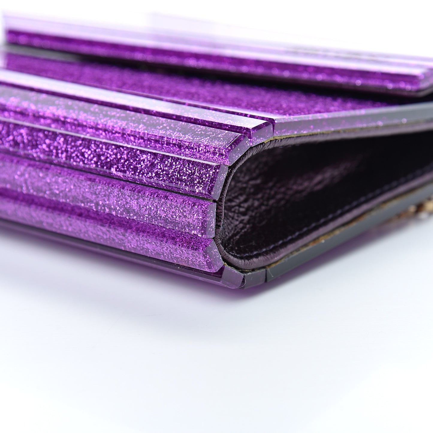 Acrylic Glitter Candy Clutch Dark Purple