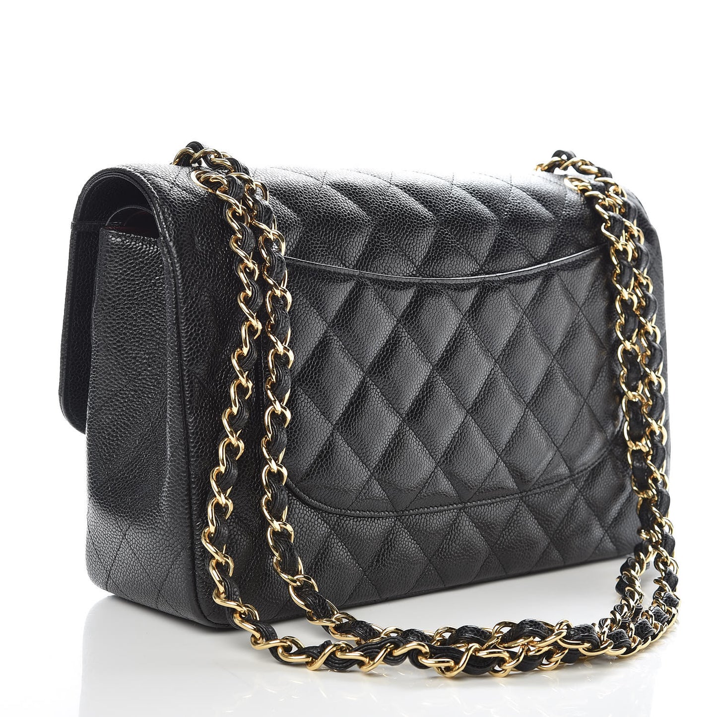 Caviar Quilted Jumbo Double Flap Black