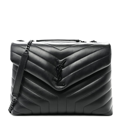 Saint Laurent Calfskin Y Quilted Monogram Monochrome Medium Loulou Chain Satchel Black 1 of 12