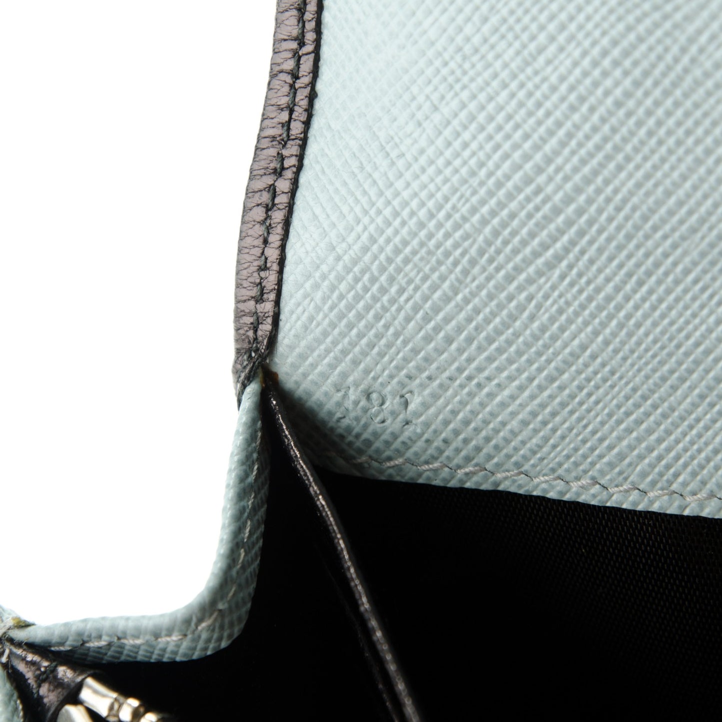 Saffiano Bi-Color Turnlock Wallet Pervinca