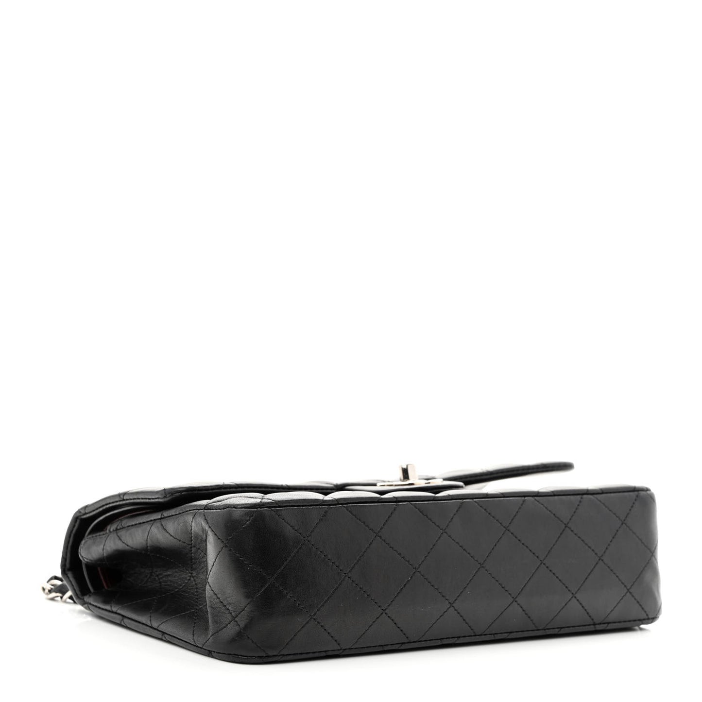 Lambskin Quilted Medium Double Flap Black