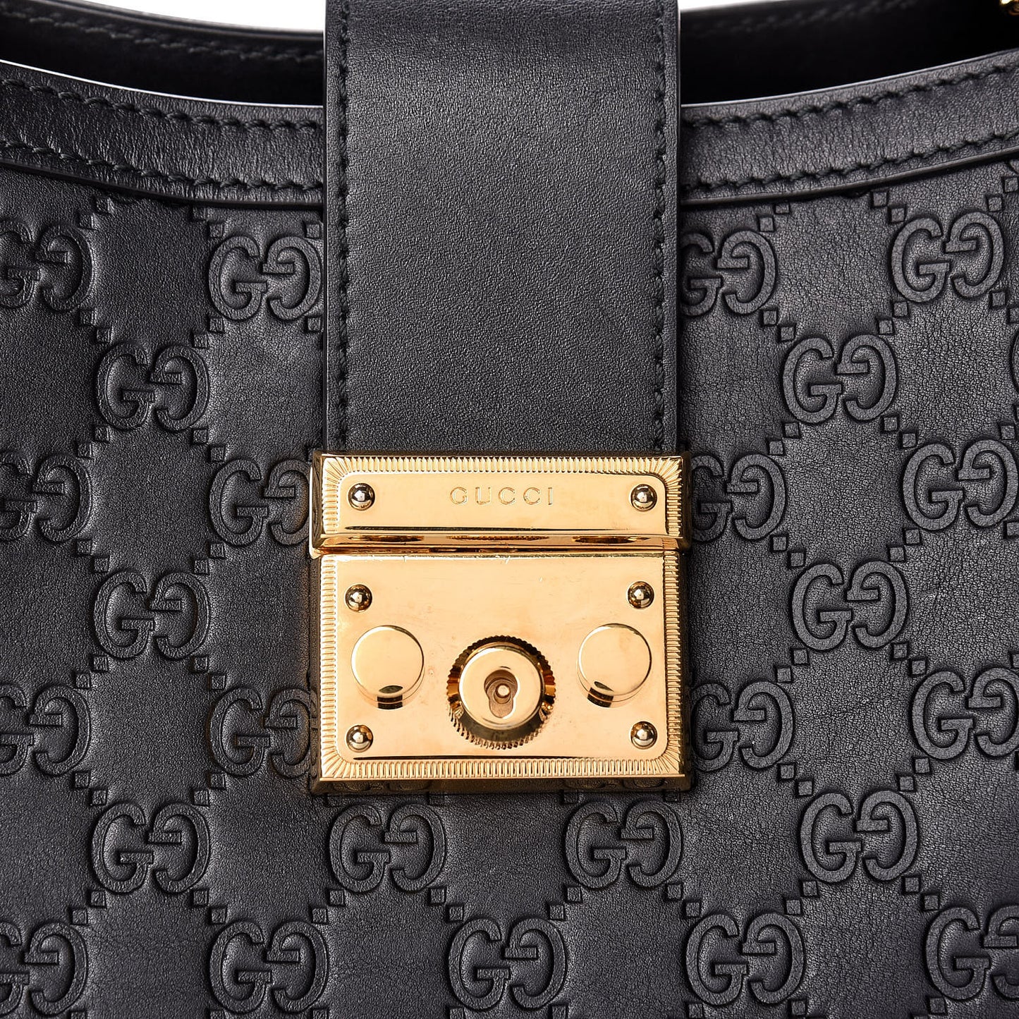 Guccissima Medium Padlock Tote Black