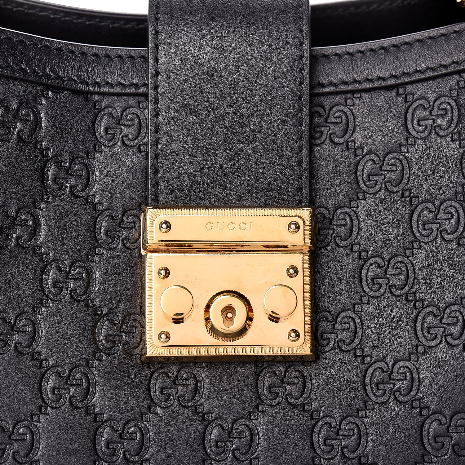 Gucci Guccissima Medium Padlock Tote Black 10 of 10