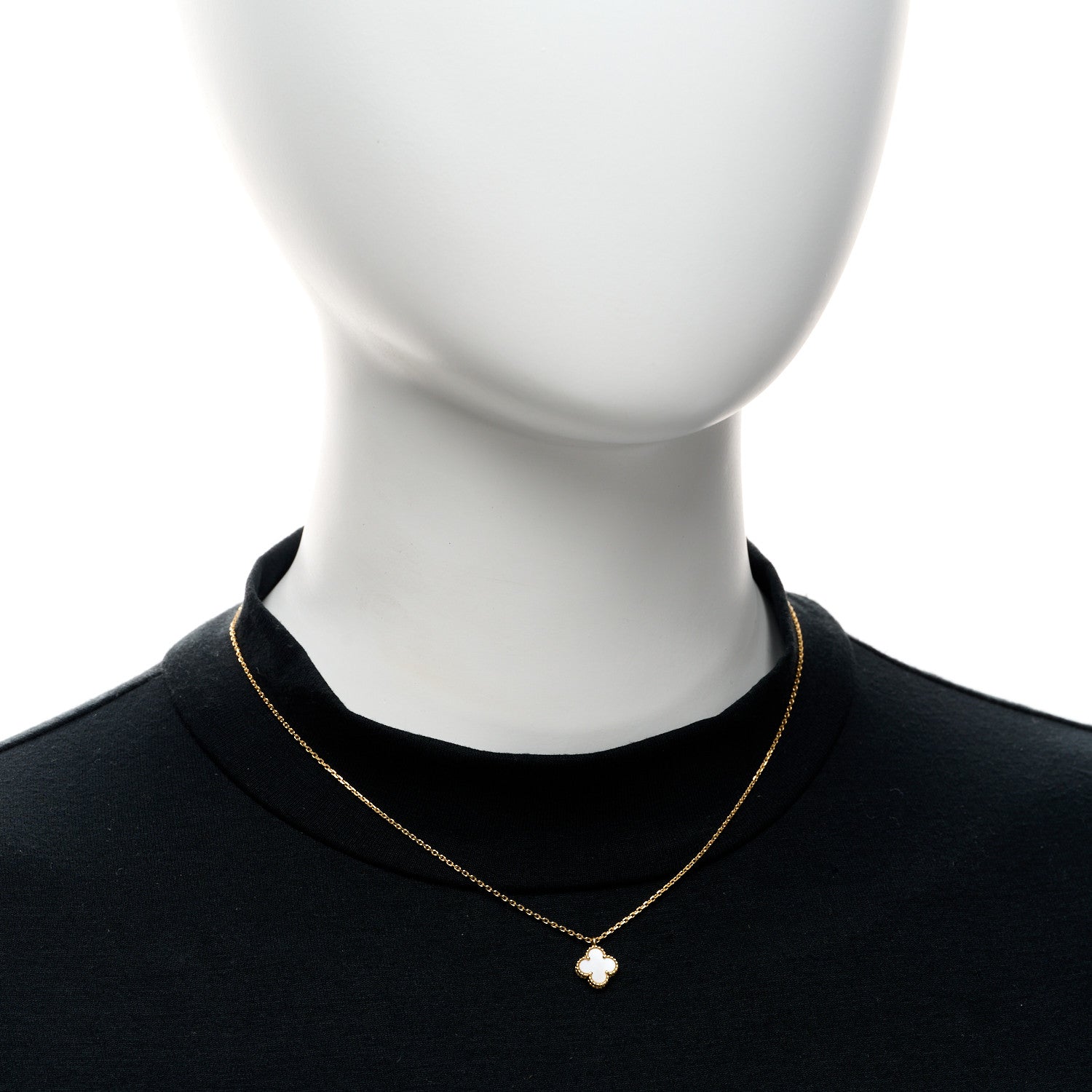 Van Cleef & Arpels 18K Yellow Gold Mother of Pearl Sweet Alhambra Pendant Necklace 2 of 5