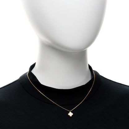 Van Cleef & Arpels 18K Yellow Gold Mother of Pearl Sweet Alhambra Pendant Necklace 2 of 5