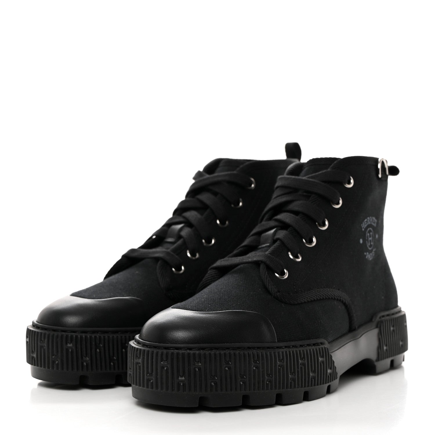 Hermes Canvas Calfskin Itineraire Ankle Boot 37 Black 3 of 7