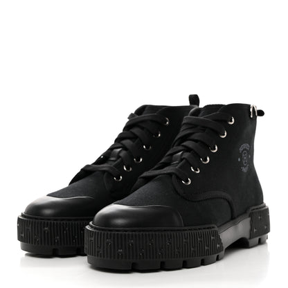 Hermes Canvas Calfskin Itineraire Ankle Boot 37 Black 3 of 7