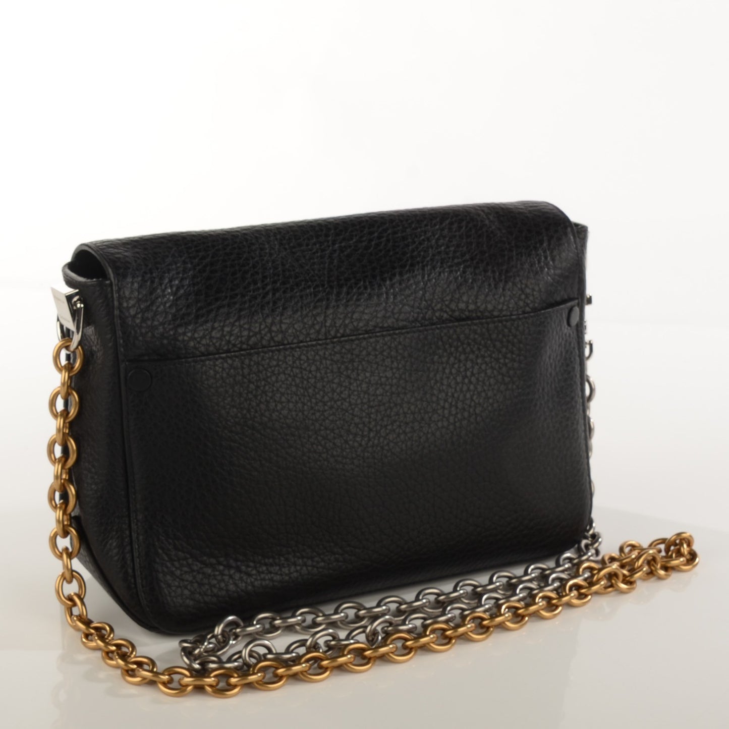 Pebbled Calfskin Small Courier Black