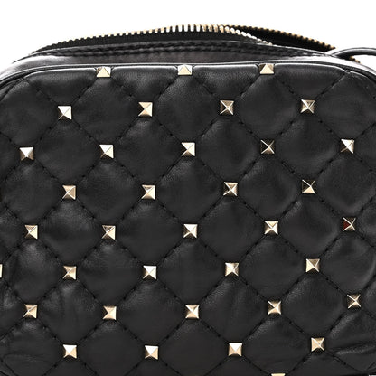 Valentino Garavani Nappa Rockstud Spike Double Zip Camera Crossbody Bag Black 7 of 14