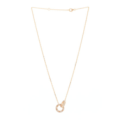 Cartier 18K Pink Gold Diamond Interlocking LOVE Paved Necklace 2 of 4