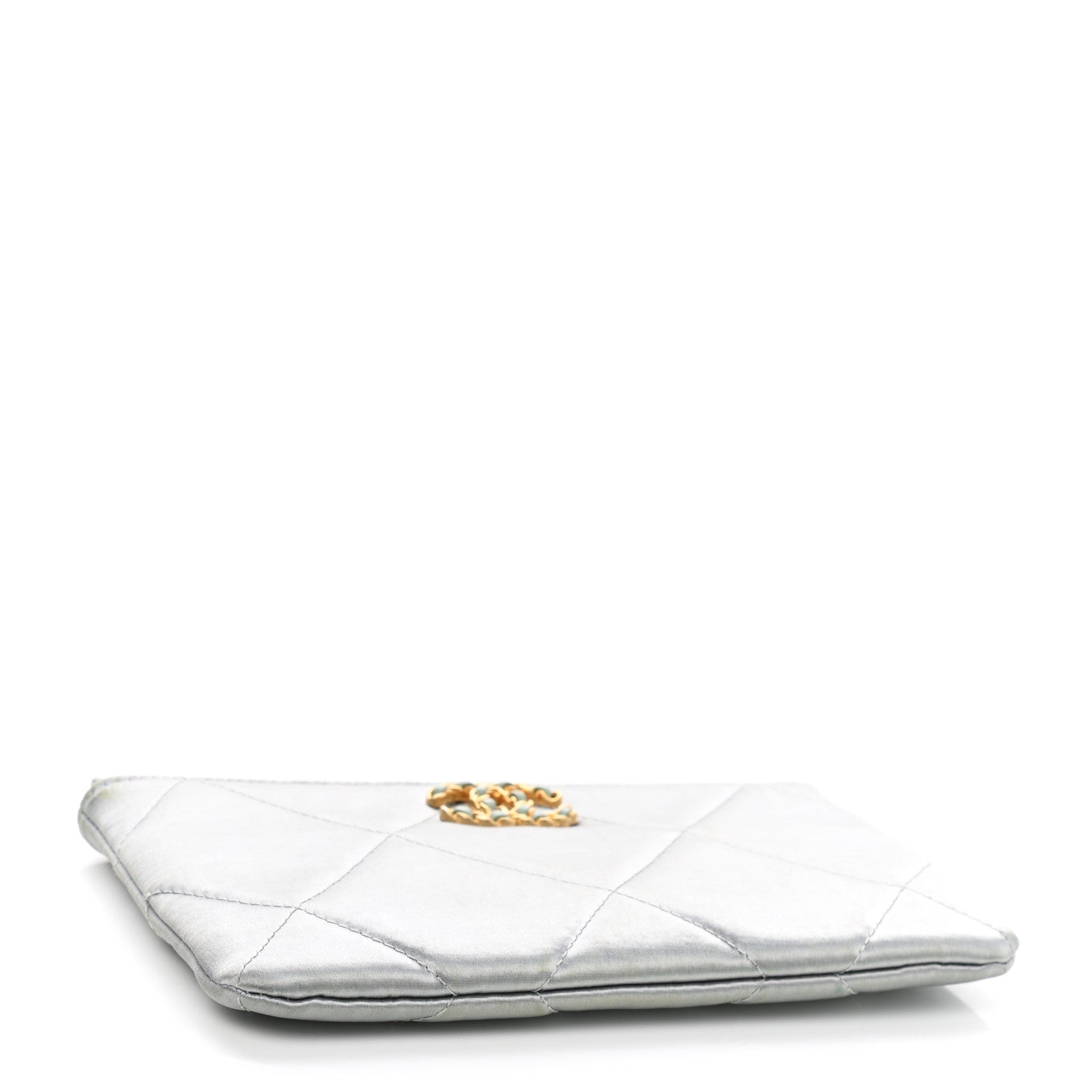 Chanel Satin Quilted Small Chanel 19 Pouch Gray 4 of 8