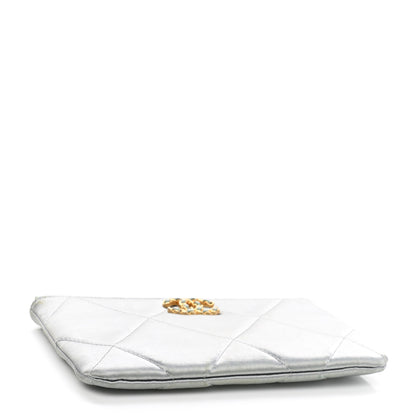 Chanel Satin Quilted Small Chanel 19 Pouch Gray 4 of 8