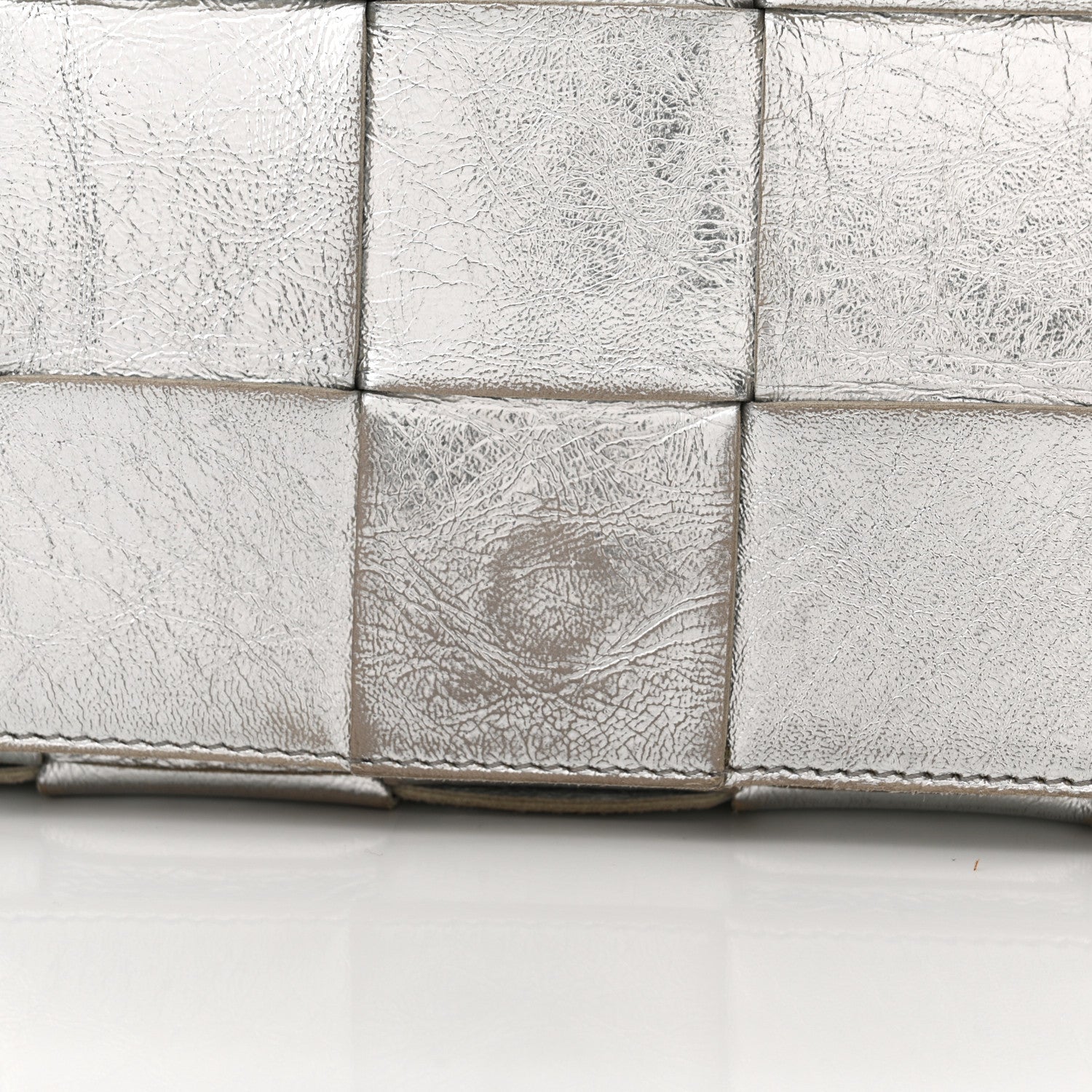 Bottega Veneta Metallic Lambskin Maxi Intrecciato Cassette Crossbody Bag Silver 16 of 16