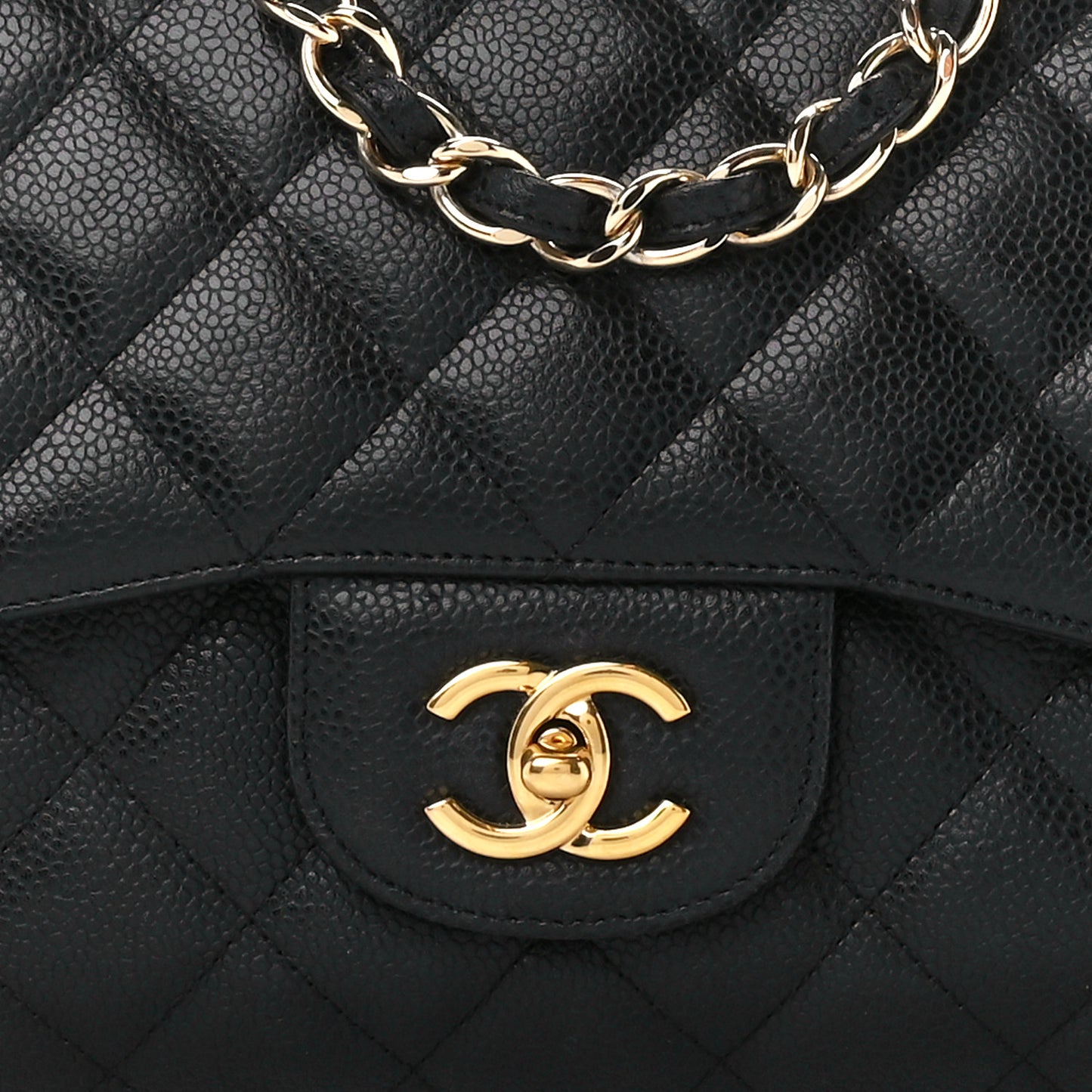 Caviar Quilted Jumbo Single Flap Black