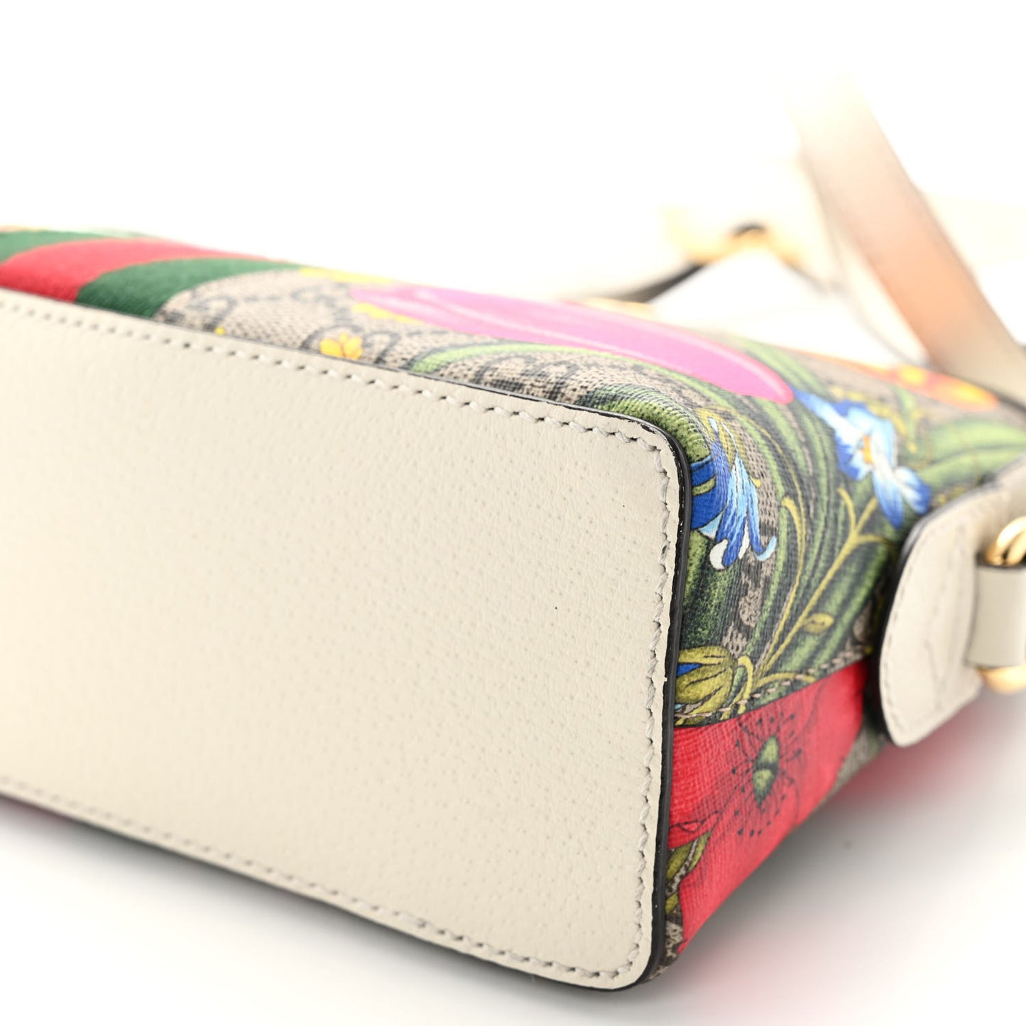 GG Supreme Monogram Flora Web GG Small Ophidia Dome Shoulder Bag White