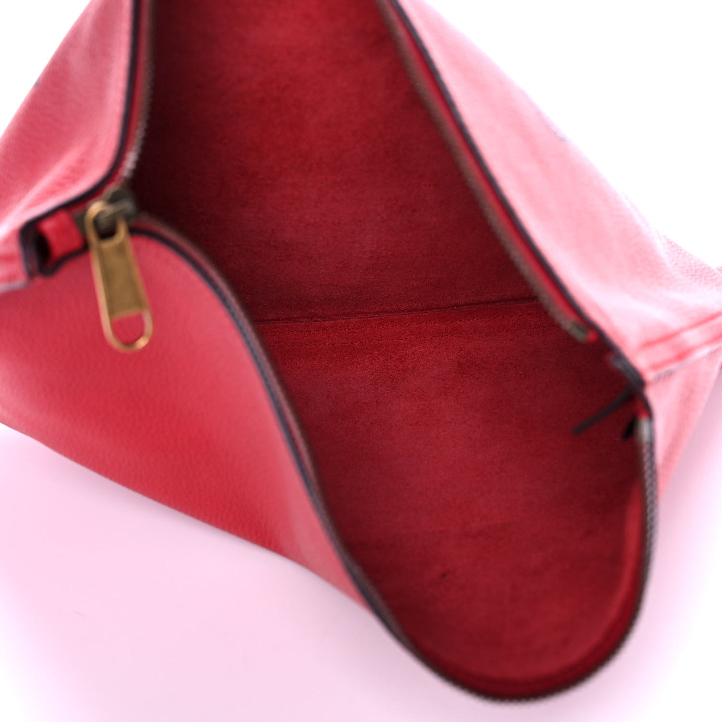 Pebbled Calfskin Medium Logo Portfolio Clutch Hibiscus Red