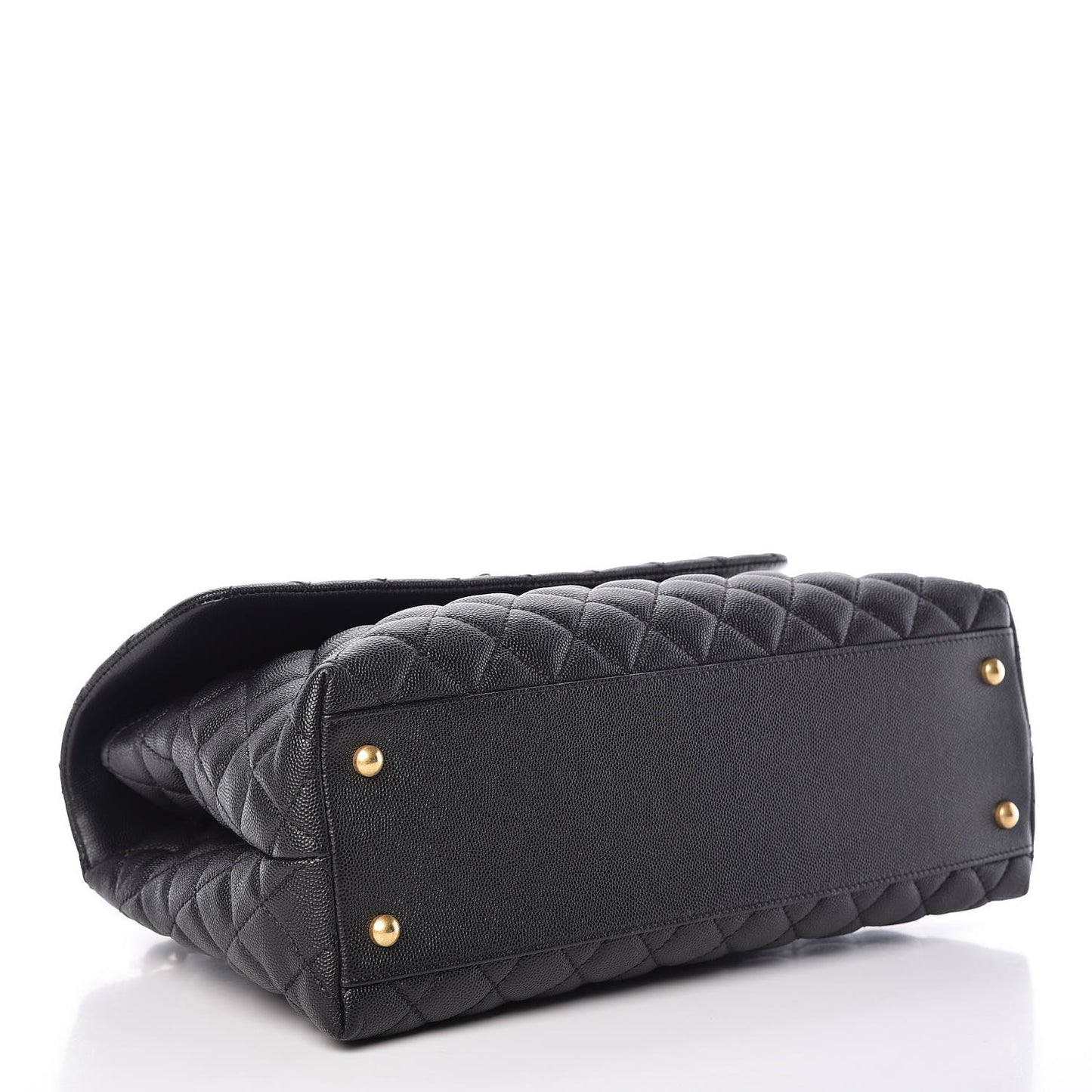 Caviar Quilted Large Coco Handle Flap Black