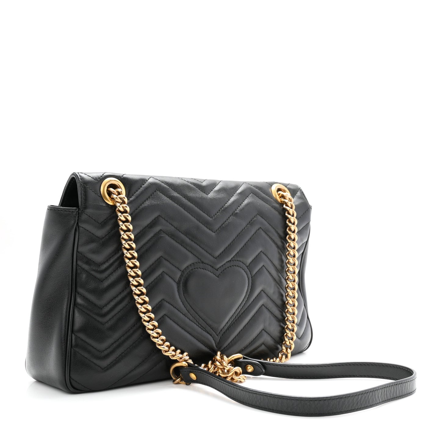 Calfskin Matelasse Medium GG Marmont Shoulder Bag Black