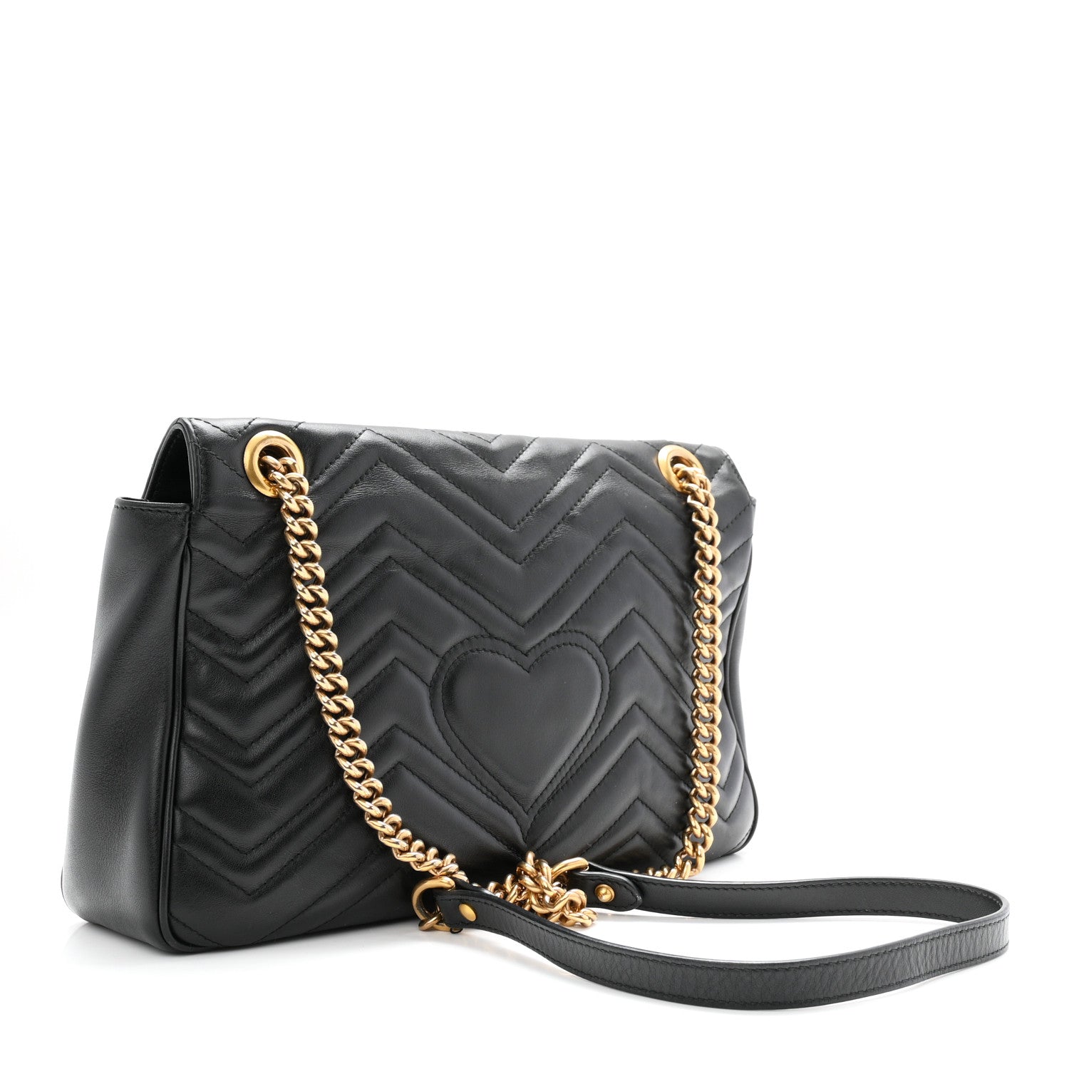 Gucci Calfskin Matelasse Medium GG Marmont Shoulder Bag Black 3 of 10