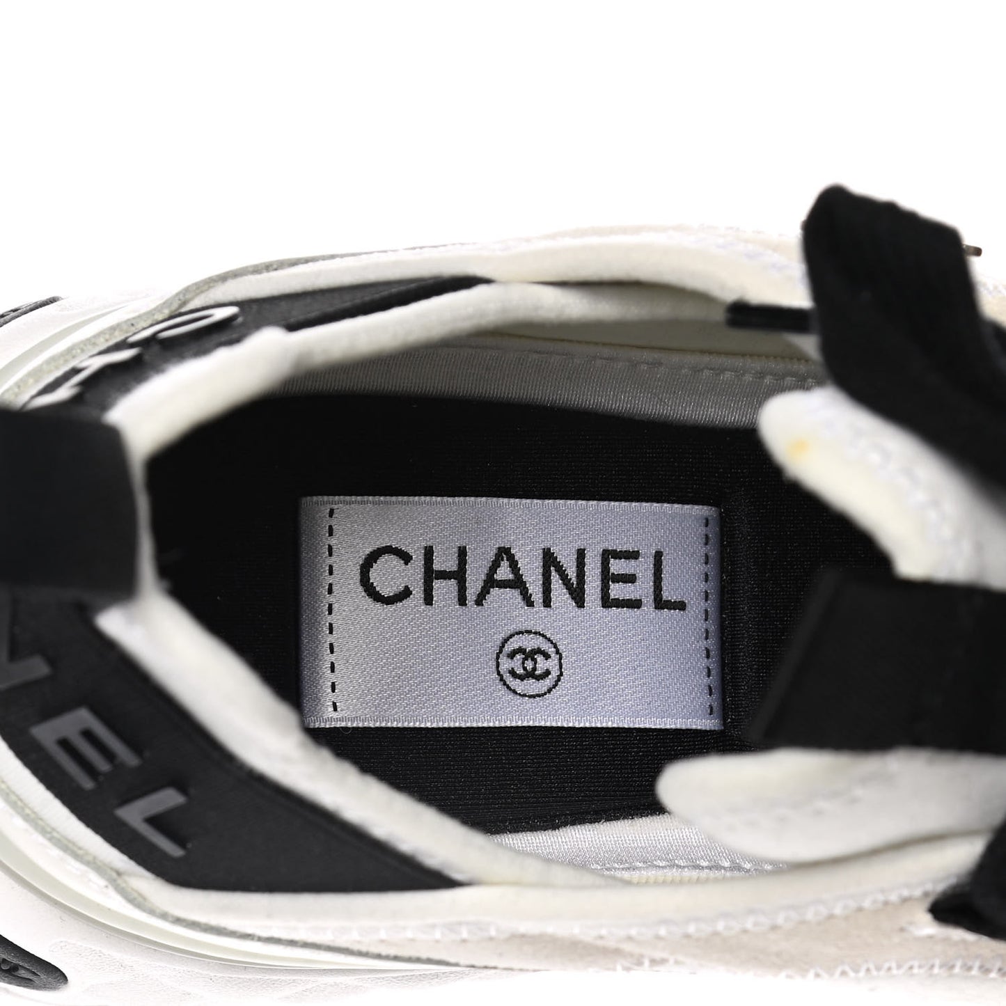 Fabric Calfskin Suede CC Sneakers 36 Ivory Black