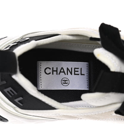 Chanel Fabric Calfskin Suede CC Sneakers 36 Ivory Black 7 of 8
