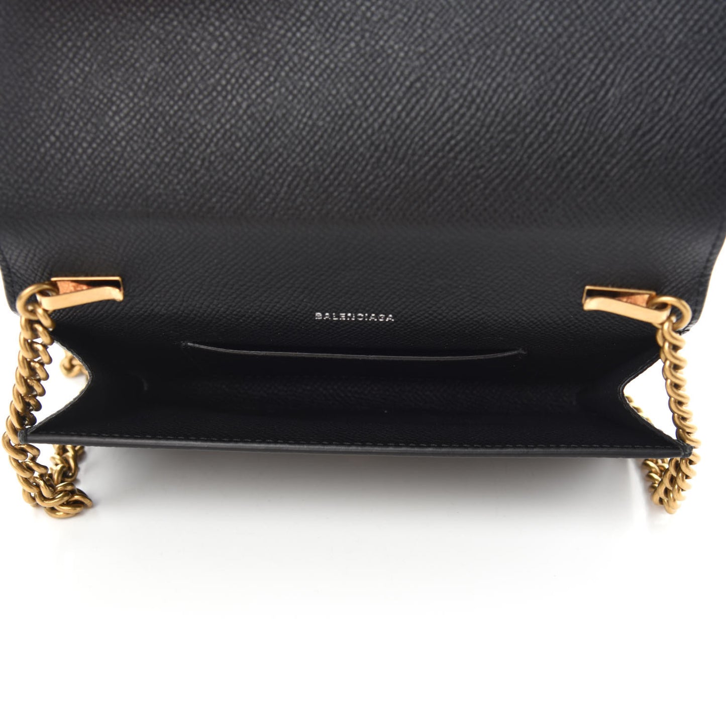 Grained Calfskin BB Phone Holder Wallet On Chain Black