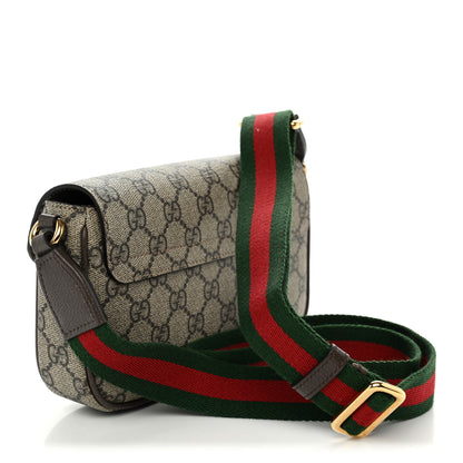 Gucci GG Supreme Monogram Textured Dollar Calfskin Web Mini Ophidia Envelope Shoulder Bag Beige Ebony 3 of 11