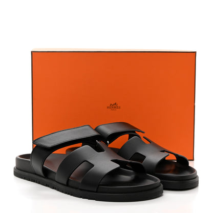 Hermes Calfskin Womens Chypre Sandals 41 Black 9 of 9