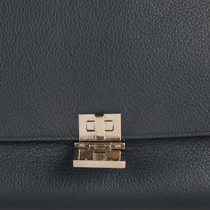 Celine Drummed Calfskin Suede Medium Trapeze Navy 2 of 10