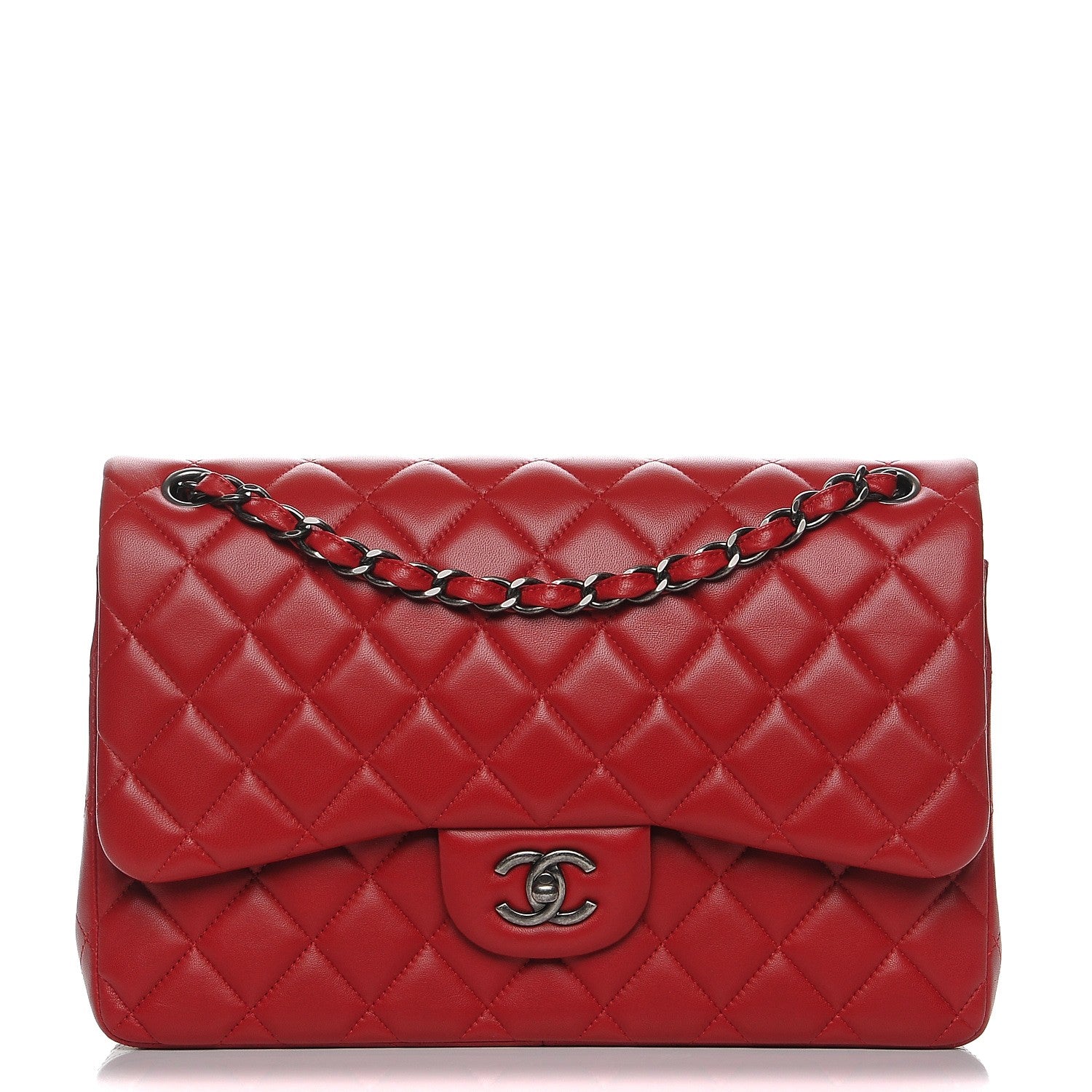 Chanel Lambskin Quilted Jumbo Double Flap Red 1 of 8