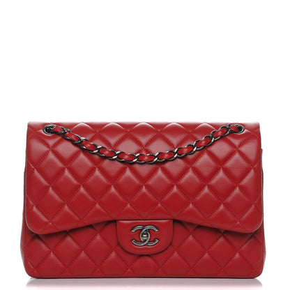 Chanel Lambskin Quilted Jumbo Double Flap Red 1 of 8