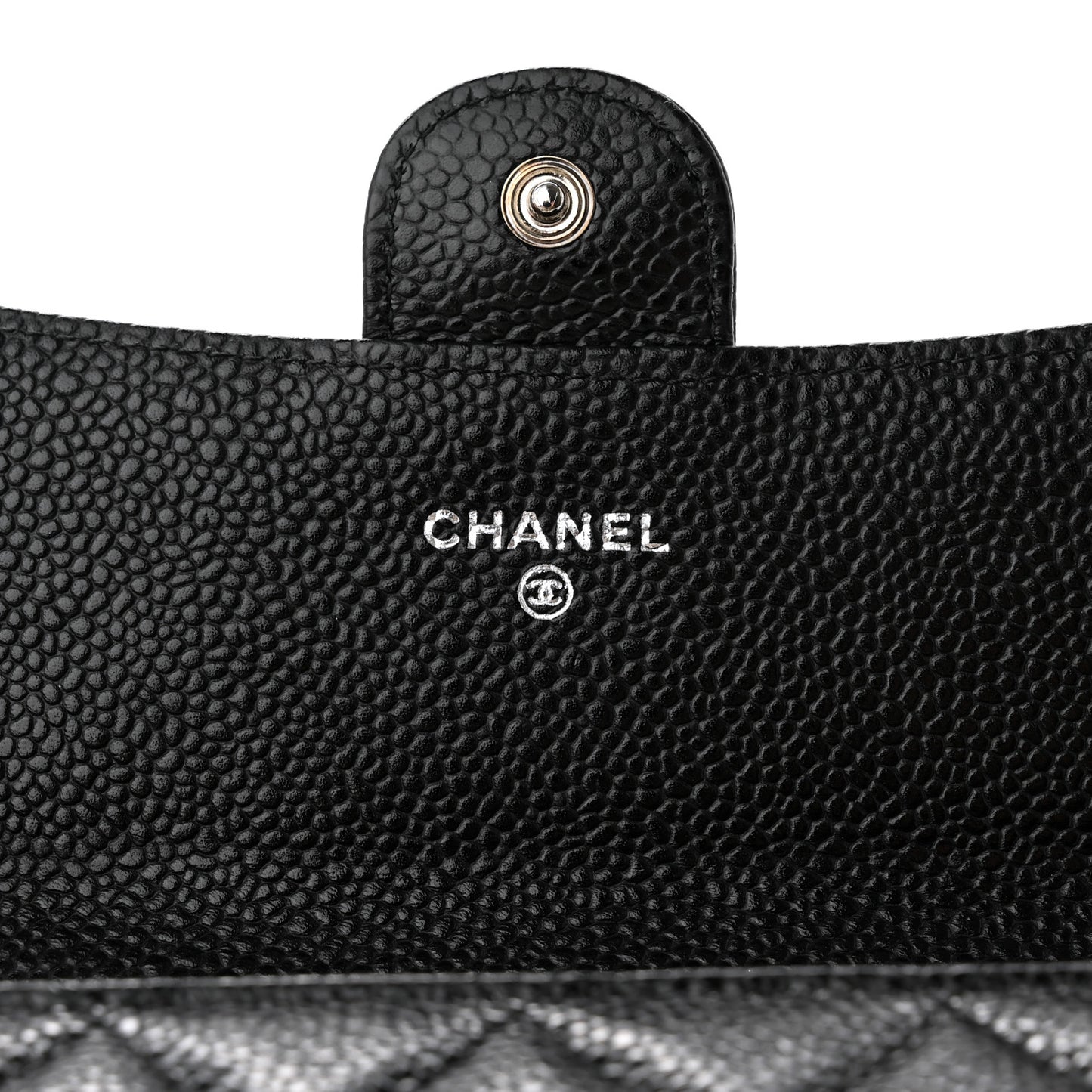 Caviar Quilted Large Gusset Flap Wallet Black