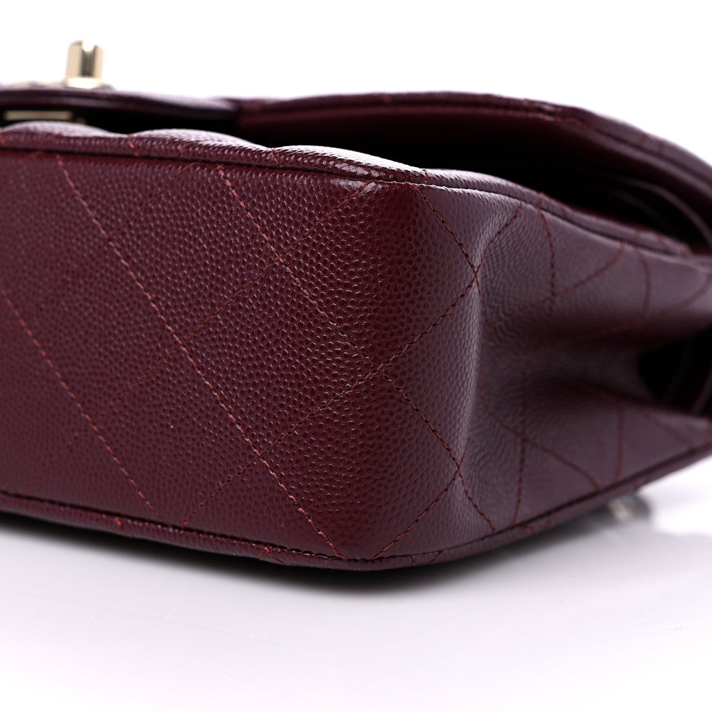 Caviar Quilted Small Double Flap Burgundy