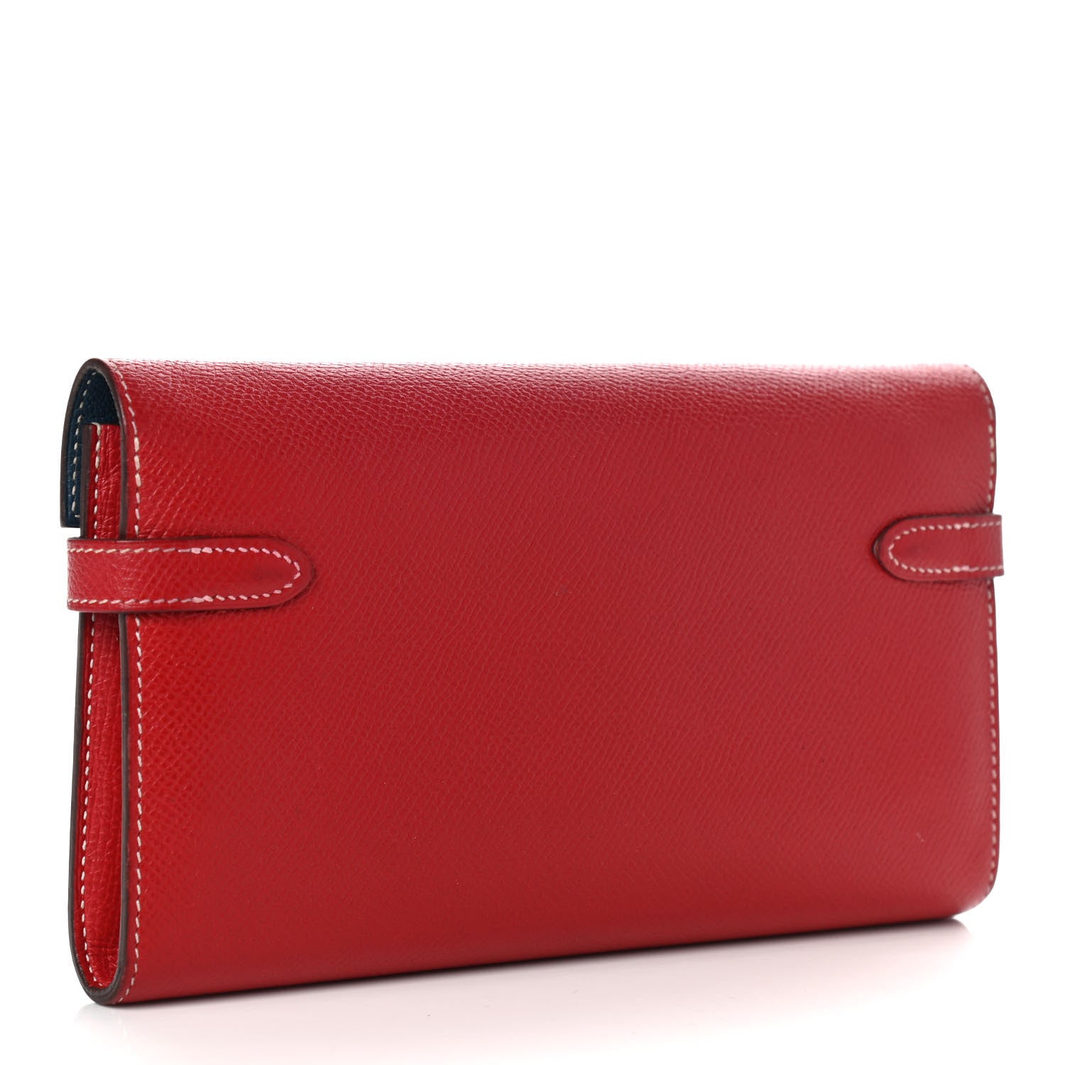 Hermes Epsom Verso Kelly Longue Wallet Rouge Casaque Bleu Thalassa 3 of 15
