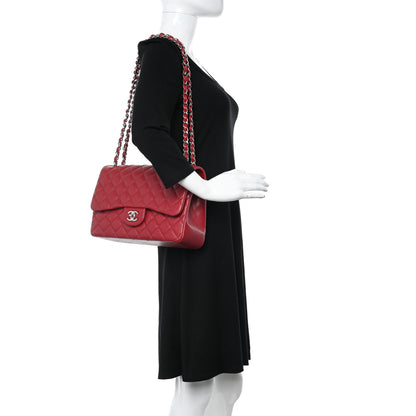 Chanel Caviar Quilted Jumbo Double Flap Dark Red 2 of 9