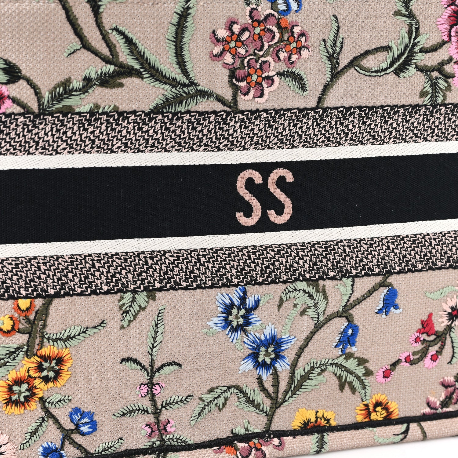 Christian Dior Canvas Embroidered Petites Fleurs Medium Book Tote Rose Multicolor 11 of 12