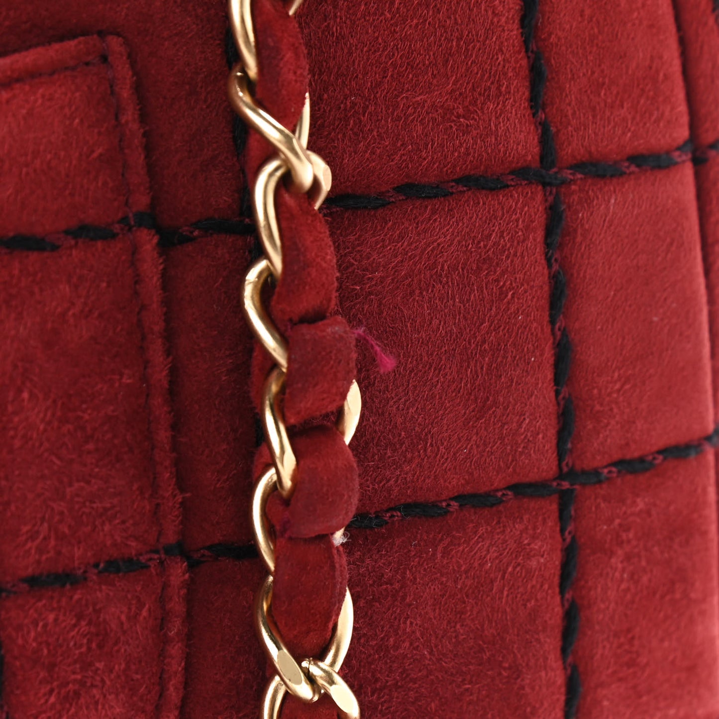 Suede Square Stitched Jumbo Single Flap Red