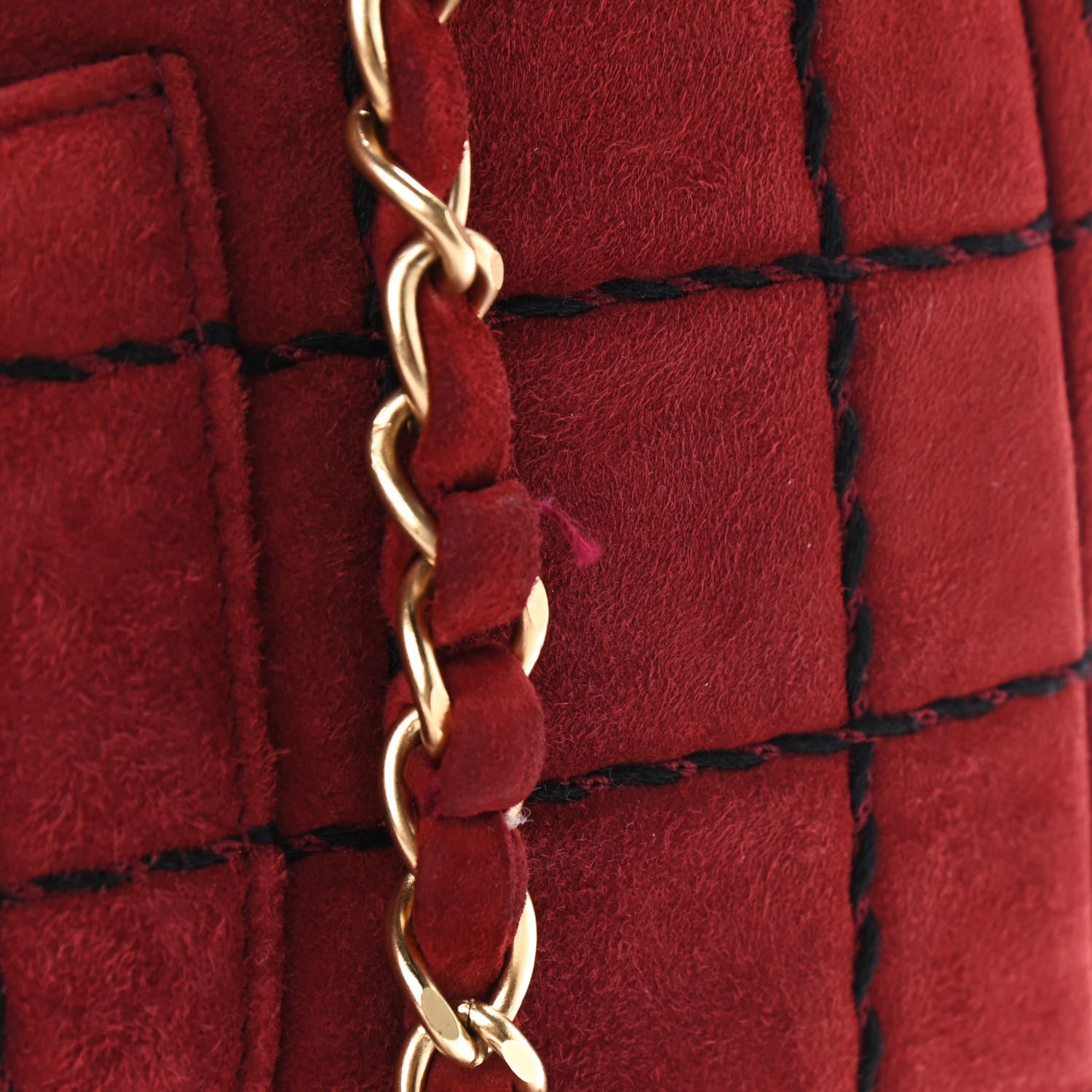 Chanel Suede Square Stitched Jumbo Single Flap Red 10 of 10