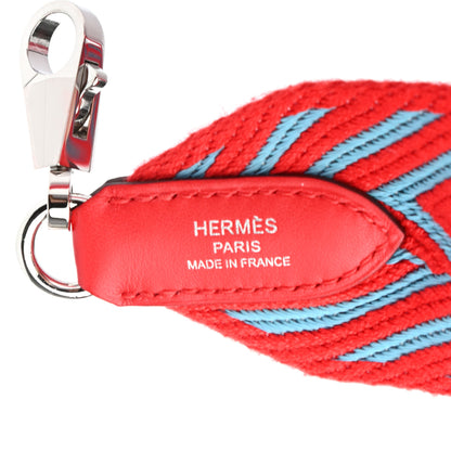 Hermes Toile Swift 50mm Sangle ZigZag Shoulder Strap Rouge De Coeur Bleu Du Nord 4 of 4