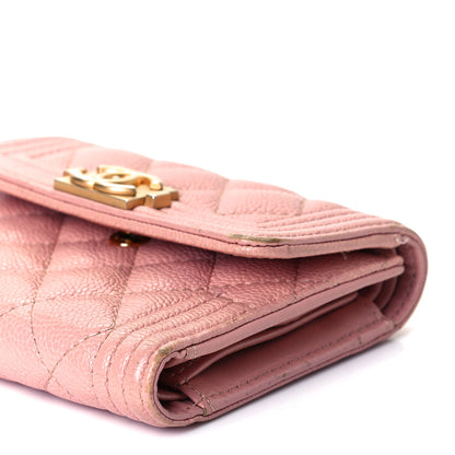 Chanel Caviar Quilted Boy Compact Wallet Pink 10 of 10