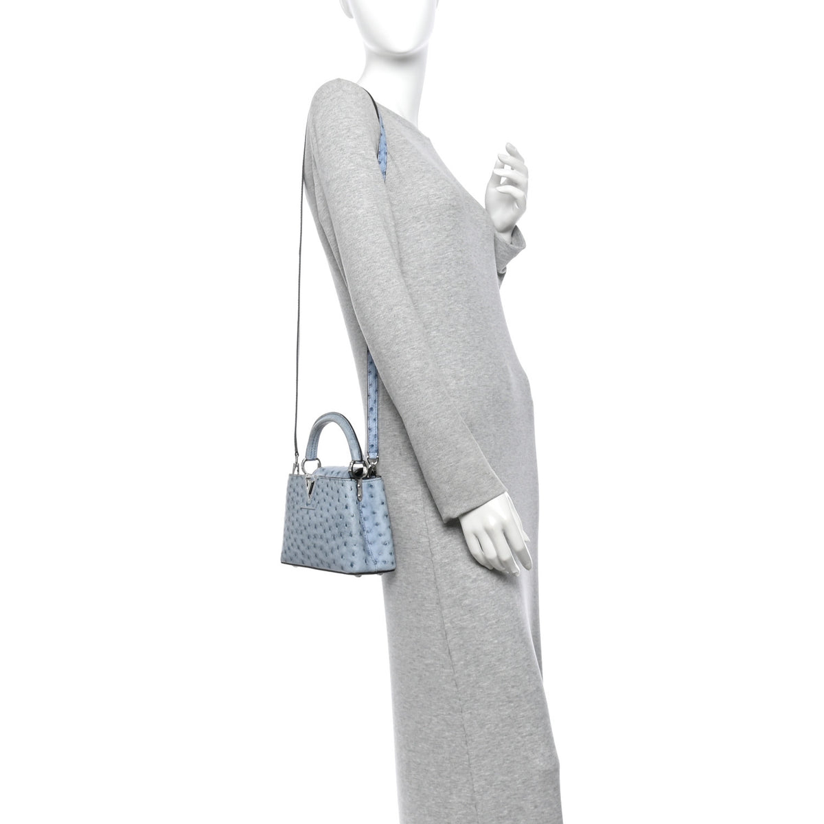 Louis Vuitton Ostrich Capucines Mini Blue Denim 3 of 10