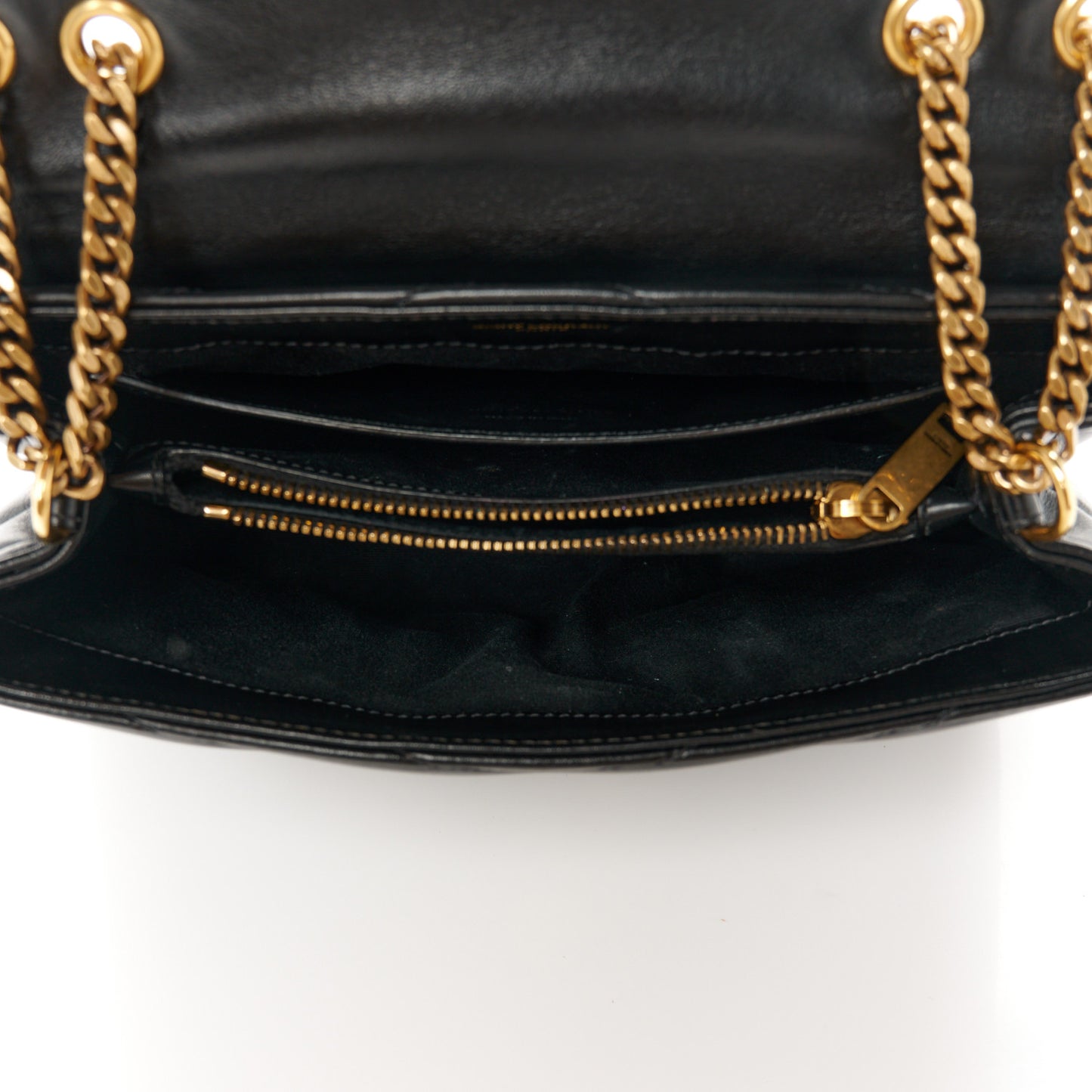 Calfskin Y Quilted Monogram Small Loulou Chain Satchel Black